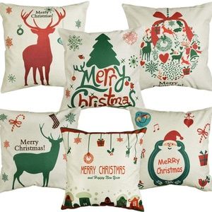 6 Set Christmas Decorations Throw Pillow Case